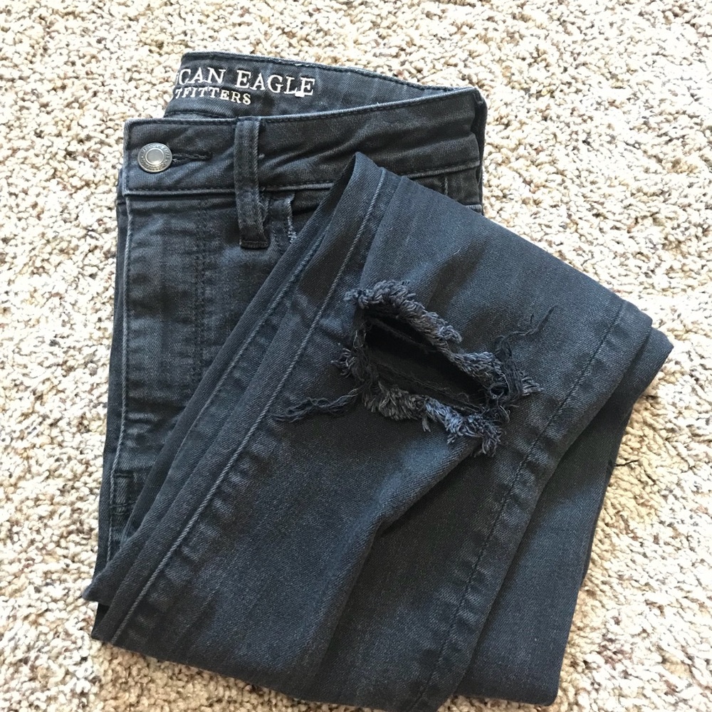 Black Ripped Knee Jeans: American Eagle